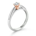 thumbnail image 3 of Gem Stone King 10K White and Rose Gold White Lab Grown Diamond Solitaire Engagement Ring for Women (0.17 Cttw, Gemstone April Birthstone, Round 3.5MM, Size 7), 3 of 4