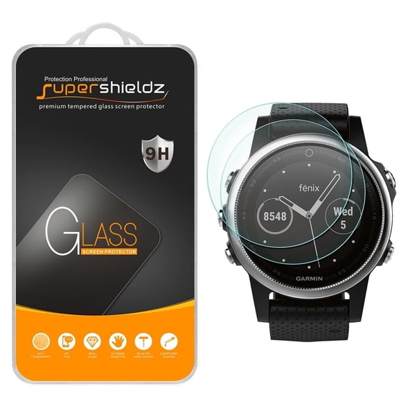 [2-Pack] Supershieldz for Garmin Fenix 5S / Forerunner 745 Tempered Glass Screen Protector, Anti-Scratch, Anti-Fingerprint, Bubble Free