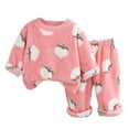 thumbnail image 7 of Godderr 2Pcs Kids Baby Girls Fleece Pajamas Outfit 1-6Y Autumn Winter Pjs Pants Sets Foreign Baby Winter Thickened Loungewear Sleepwear Set Toddler Winter Home Clothing Set, 7 of 7