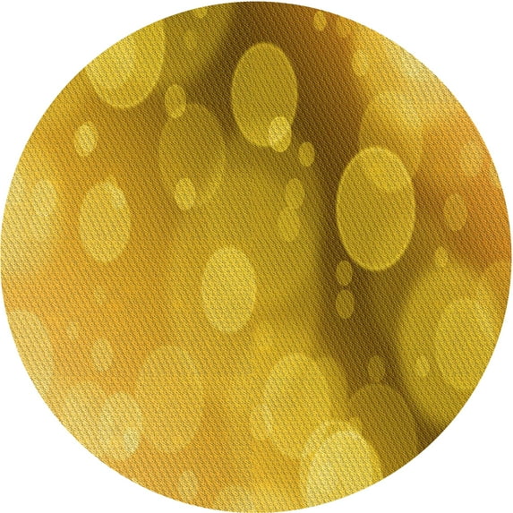 Ahgly Company Machine Washable Indoor Round Transitional Deep Yellow Area Rugs, 4' Round