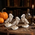 thumbnail image 3 of Halloween Crow Figurine Set, 3Pcs Resin Black Raven Skeleton Bird Statues with Red Eyes for Gothic Tabletop Decor, Spooky Party Props for Home Garden Yard Haunted House and Holiday Display, 3 of 6