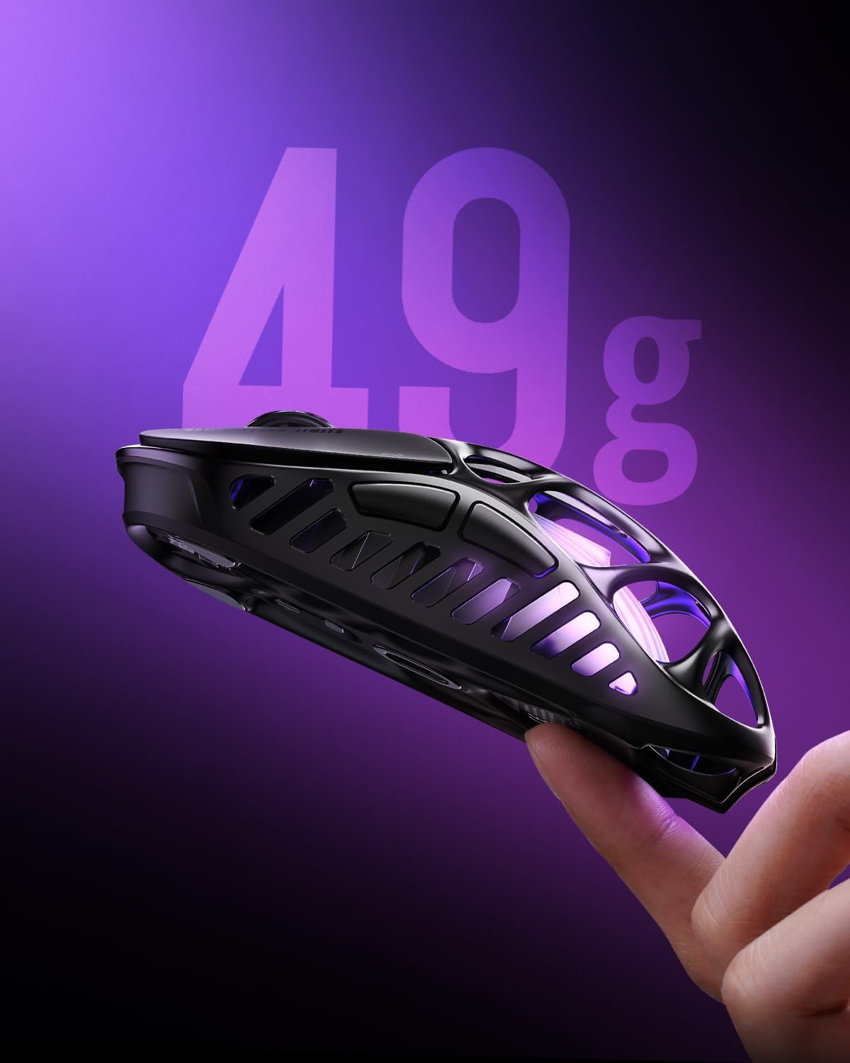 GravaStar Mercury X Pro 8KHz Wireless Gaming Mouse - PAW3950 Sensor, 32,000 DPI, 49g Lightweight Magnesium Alloy Hollow Design, Tri-Mode, 110Hr Battery, RGB Lighting-Galaxy Black