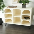 thumbnail image 2 of DecMode 40" x 28" Cream Wooden Geometric 8-Tier Shelving Unit with Abstract Block Shapes and Black Hairpin Legs, 1-Piece, 2 of 9