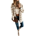 thumbnail image 6 of Qmyliery Women's Plaid Flannel Shirt Coat Tops Long Sleeve Lapel Buttons Up Outerwear Fall Spring Clothes, 6 of 9