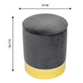 thumbnail image 2 of TOV Furniture Pouf de Rangement Rond Rembourré en Velours Pri Series, 15" Gris, 2 of 4