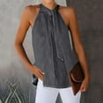 thumbnail image 2 of GA WEIHUA Women's Denim Halter Neck Tops Keyhole Back Tank Top Drawstring Tie Front Jean Camisole Summer Elegant Sleeveless Camis Shirts(Gray,XXL), 2 of 5