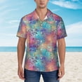 thumbnail image 2 of Fotbe blue pink colorful cracked texture Camisa Hawaiana para Hombre Unisex – Camisa Casual de Verano con Botones de Manga Corta de Algodón y Lino,3X-Large, 2 of 7