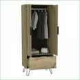 thumbnail image 7 of Armoires & Wardrobes | Augusta 1-Drawer Double-Door Closet | 30.1''W x 20.1''D Light Oak | Particle Board | Beige, 7 of 7