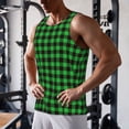 thumbnail image 5 of KLL Buffalo Plaid Green Black Print Men's Muscle Gym Workout Stringer Tank Tops Bodybuilding Fitness T-Shirts Tank Tops Men-4X-Large, 5 of 7