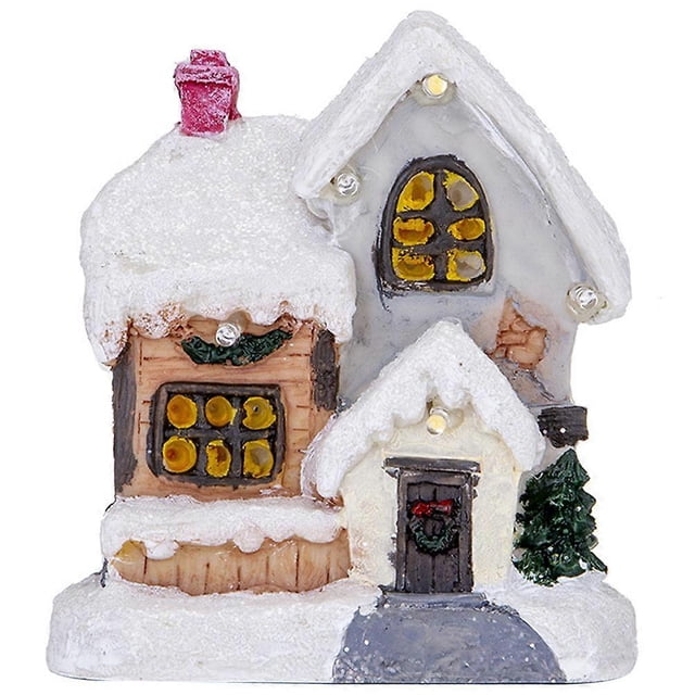Christmas Lighted House Resin Decoration for Decor Christmas Gift Figurine