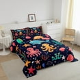 thumbnail image 3 of Erosebridal Colorful Octopus Comforter Sets Queen Size, Blue Whale Comforters & Duvets, Marine Coral Reversible Duvet Insert, Microfiber Bedroom Decoration, 3pcs, 3 of 8