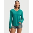 thumbnail image 2 of baleaf Women's Long Sleeve Sun Shirts UPF50+ UV Protection Rash Guard Lightweight Quick Dry V Neck Workout Hiking Tops Green XS, 2 of 7