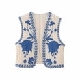 thumbnail image 1 of CHOK Women Vintage Embroidered Vest Tops Linen Cropped Sleeveless Floral Cardigans Vests, 1 of 4