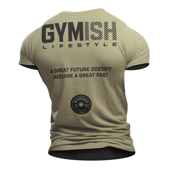 Gymish Great Future Back Workout T-Shirt for Men – Funny Gym Shirt, Lifting Tee, Deadlift Shirt, Military Green, Small