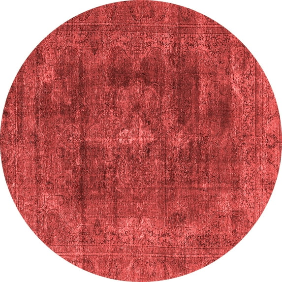 Ahgly Company Indoor Round Oriental Red Industrial Area Rugs, 8' Round