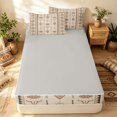 thumbnail image 4 of Erosebridal Southwestern Aztec Zipper Queen Comforter Set with Fitted Sheet and 2 Pillowcases, Retro Geometric Zipper Bedding Set, Cream Brown, Gray Reversible, 4 of 7