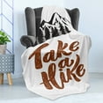 thumbnail image 4 of Take a Hike Soft Flannel Fleece Throw Blanket, Mountainous Pattern with a Bold Calligraphy Nature Thematic, Cozy Plush for Indoor and Outdoor Use, 70" x 90", Redwood and Charcoal Grey, by Ambesonne, 4 of 5