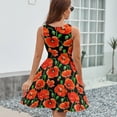 thumbnail image 6 of Red Poppies on Black Dress Summer Street Style Dresses Female Sleeveless Printed Sundress, 6 of 7