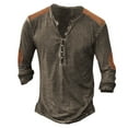 thumbnail image 2 of Henley Shirts for Men Front Placket Button Down Retro Casual Long Sleeve Washed T Shirts for Men Renaissance Top, 2 of 3