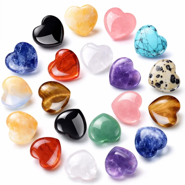 Funewest 28 Piezas de Piedras de Cristal Natural en Forma de Corazón para Sanación
