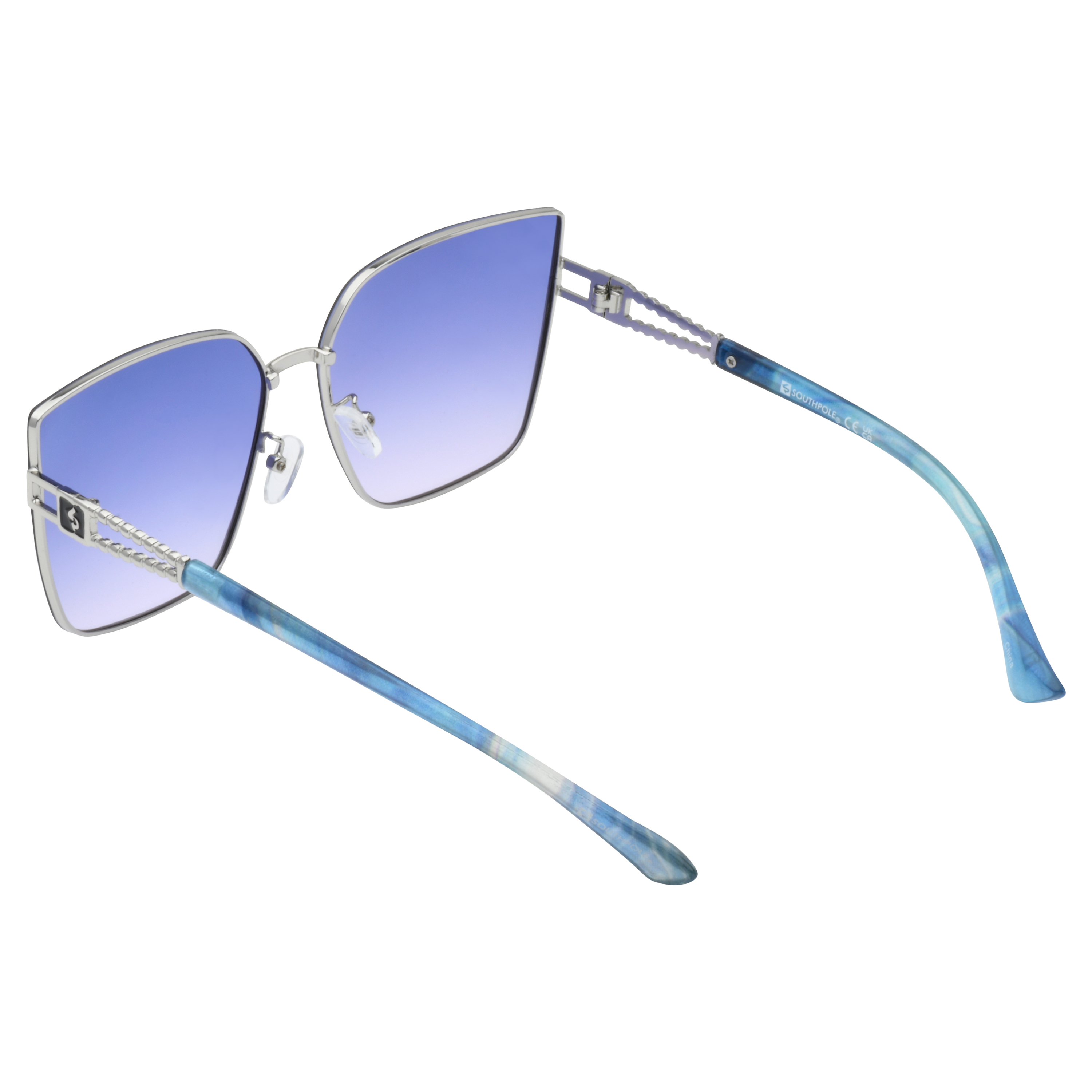 Southpole Silver & Blue Sunglasses Amazon.com: SOUTHPOLE 5075SP Retro Semi Rimless Metal Shield  main image 2