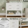thumbnail image 4 of Christopher Knight Home 36" Bathroom Vanity with Sink, Bottom Open Shelf, Tip-Out Tray Drawers, White, 4 of 9