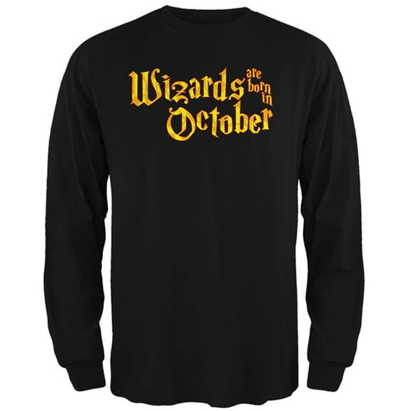 Wizards are born in October Mens Long Sleeve T Shirt Black 3X-LG