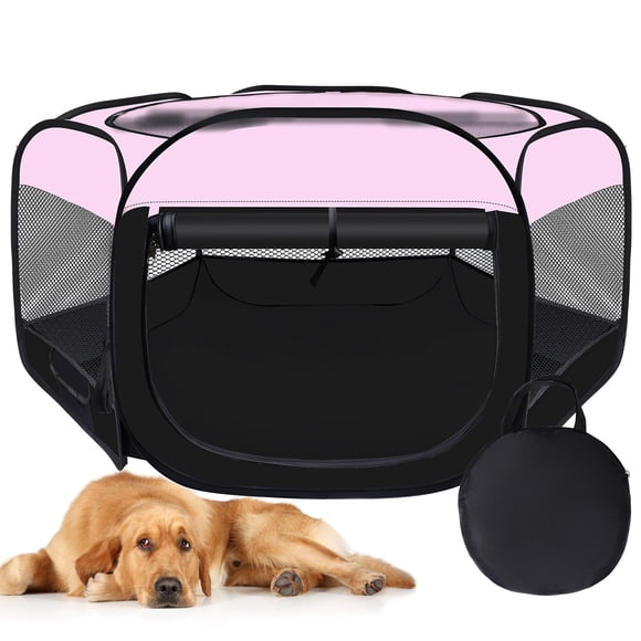 Corralito Portátil para Mascotas Día de la Mujer para Perros, Gatos y Conejos Rosa Talla L