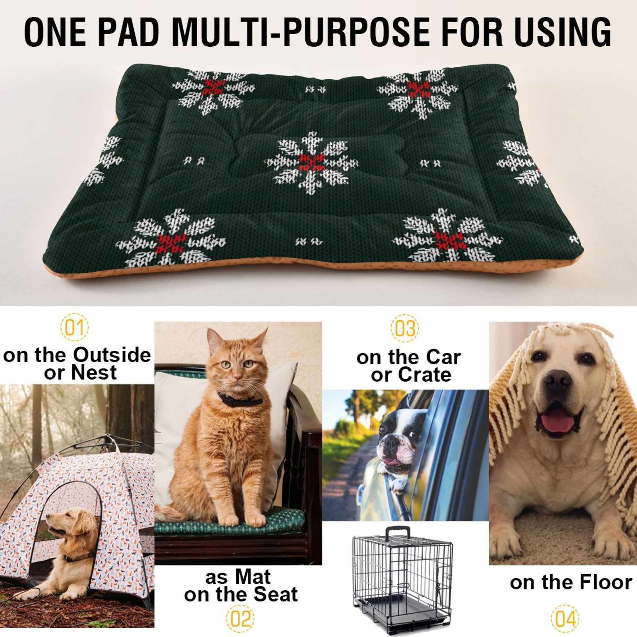 Cozy Mat Pet Bed Indoor Outdoor Warm Soft For Cat Dog Puppy(S/M) Knitted Texture Pattern