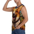 thumbnail image 3 of Lsque Artistic Sunflower Corgi Print Men's Cotton Blend Sleeveless Muscle Shirts (S-3XL)- Moisture Wicking, Odor Protection, UPF 30+,X-Large, 3 of 8