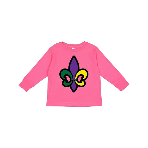 Inktastic Fleur De Lis Mardi Gras Holiday Boys or Girls Long Sleeve Toddler T-Shirt