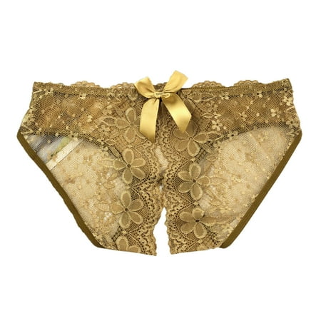 Crotchless Thong Thong Underwear Women Yellow Thongs Lace Underwear for Women