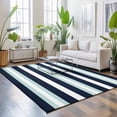 thumbnail image 3 of Area Rugs 5'x7', Aqua Navy Blue Striped Carpet Runner Indoor Outdoor Rugs Home Decor Aesthetic, Modern Abstract Lines Geometric Non Slip Mats Washable Accent Rug for Living Room Bedroom, 3 of 8