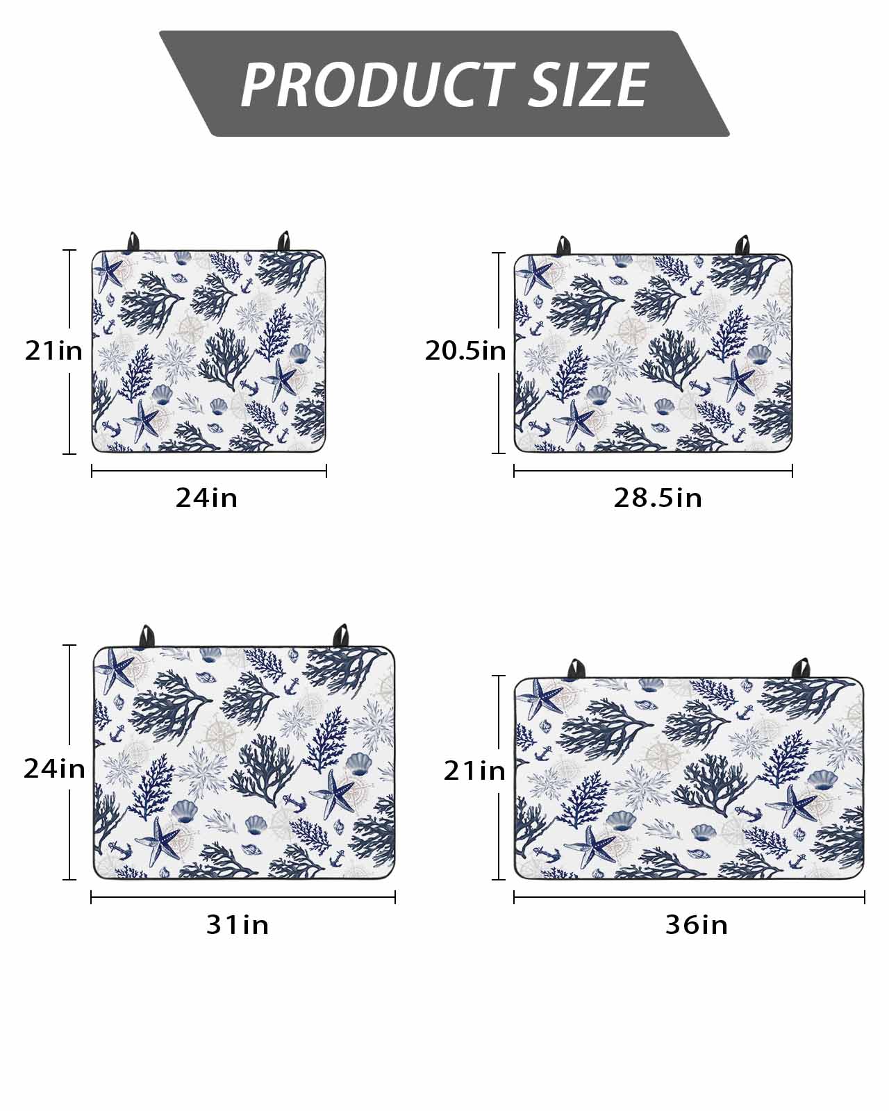 Stove Top Covers for Electric Stove, Navy Blue Coastal Glass Stovetop Cover Protector, Coral Shell Summer Beach Nautical Induction Cooktop Protector Oven Mat for Kitchen Countertop 24"x21"