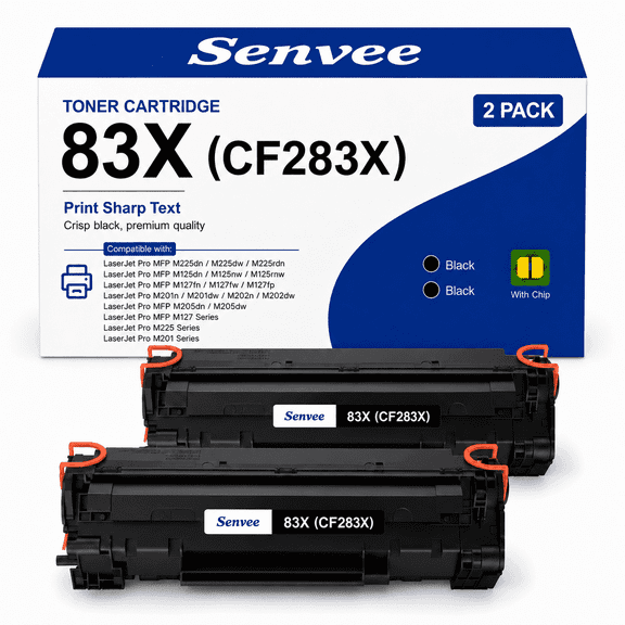 83X Black Toner Cartridge Compatible for HP 83X CF283X for Laserjet Pro MFP M127fw M225dw M127fn M125nw M201dw Printer (2 Black)