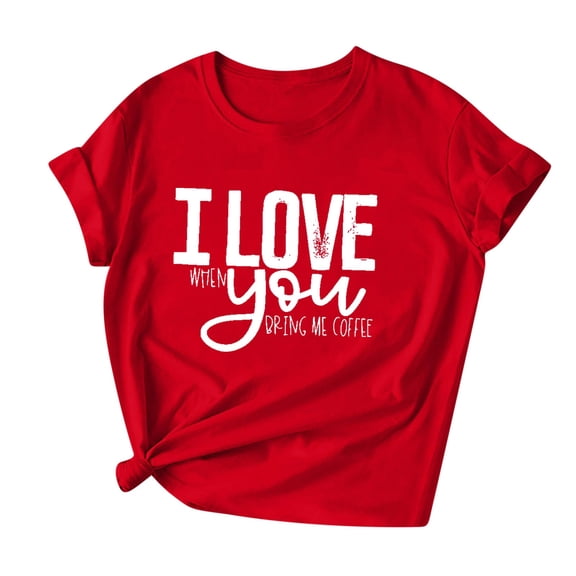 Womens Red Tops Tees Love Heart Valentines Day Tshirt Short Sleeve Summer Casual Cute Graphic Tees, 3XL