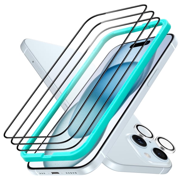 Protector de pantalla ESR para iPhone 15 Plus con conjunto de lentes de cámara