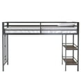 thumbnail image 4 of DreamBuck 49'' Tall Junior Metal Loft Bed with Shelves, Metal Loft Bed Twin with Ladder and Full-Length Guardrails, Twin Loft Bed for Teens, Boys, Girls, No Box Spring Required, Noise Free, 4 of 9