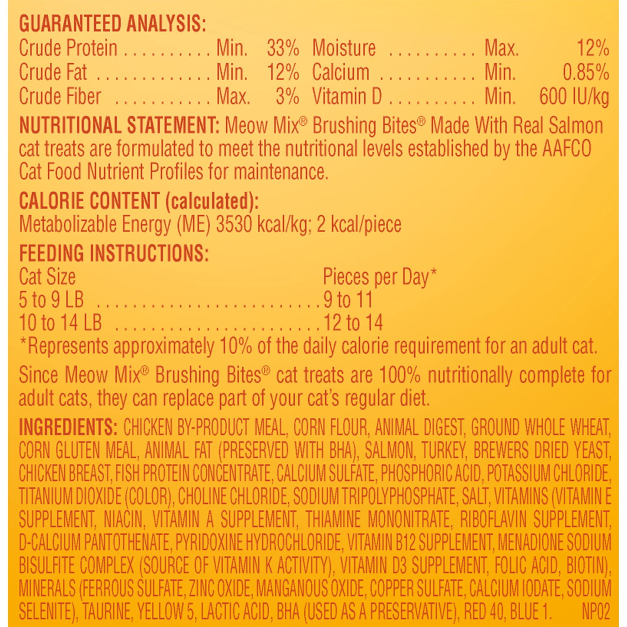 Meow Mix Brushing Bites Dental Cat Treats, Made with Real Salmon, 4.75-Ounce Bag