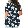 thumbnail image 3 of ALLLIST Notch Neck Women's Tops Short Sleeve Plus Size T-Shirts Blue Casual Floral Shirts Ladie's Tops, 3 of 5
