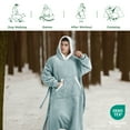 thumbnail image 6 of (2 pack) Cozy Comfort Ovesized Wearable Blanket Hoodie, Long Sherpa Fleece Blanket Sweatshirt, with Warm Big Hood, Side Split and Belt, Light Green, Oversize, 6 of 7