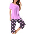 thumbnail image 2 of yievot Womens Capri Pajama Sets Short Sleeve Top and Capri Pant Set Soft Sleepwear Printed 2 Piece Lounge Sets, 2 of 7