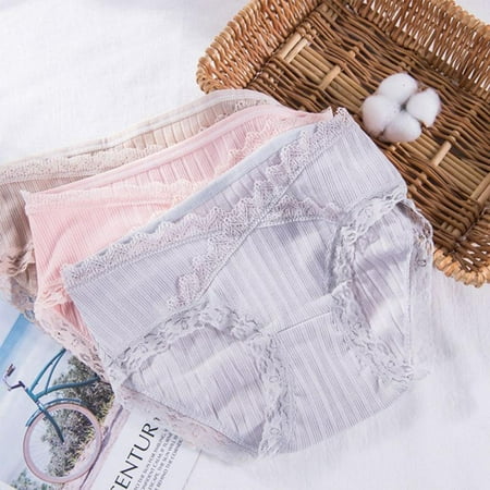 

3-Pack Women Low Waist Lace Trim Pregnant Panties Pregnancy Postpartum Solid Cotton Briefs Solid Full Coverage Underpants