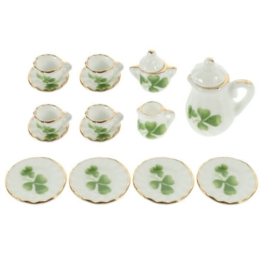 SHISUYAN 1 Ensemble Mini Tasse à Thé Soucoupe Théière Plat Modèle Jouets Accessoires de Maison de Poupée