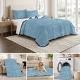 thumbnail image 6 of Quilts Twin Size Bedding Set, Vintage Gray Blue Lightweight Quilted Comforter, Modern Farmhouse Textured Rustic Soft Reversible Bedspread Coverlet with Pillow Covers for All Season, 68" x 86", 6 of 9