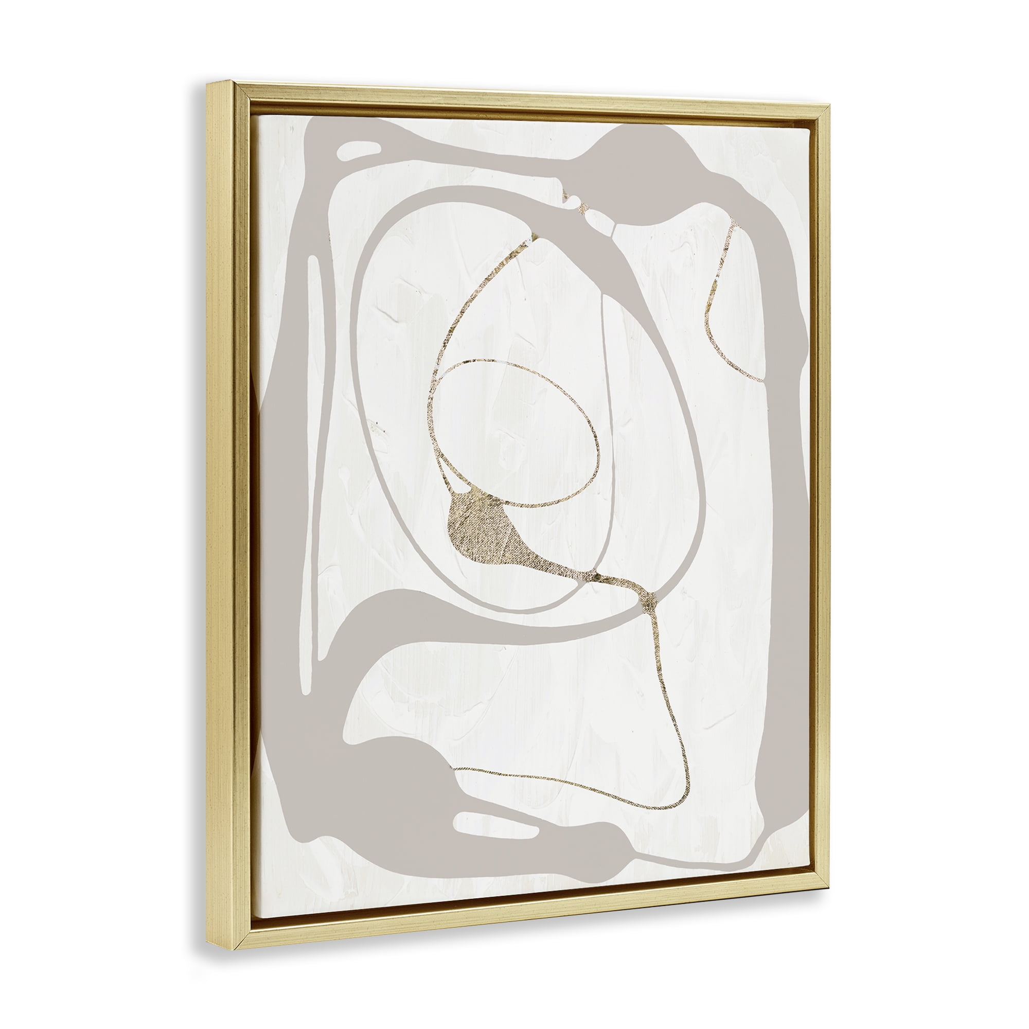 Stupell Industries Gray Very Abstract Figure Abstract Painting Gold Floater Framed Canvas Art Print Wall Art, 25 x 31