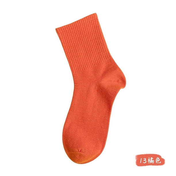 Zhuge 6 pares de calcetines de algodón para mujer, finos, suaves, cómodos, transpirables, por encima del tobillo, para negocios, informales (naranja)