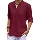 thumbnail image 2 of Designer Spring Summer Men's Casual Cotton Linen Solid Color Long Sleeve Shirts Loose Stand Collar Shirts 3XL, 2 of 5