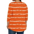 thumbnail image 4 of Scyoekwg Plus Size 3/4 Sleeve Tops for Women Crew Neck Three Quarter Sleeves Tunic Shirt Striped Print Lightweight Ladies Blouses Trendy Casual Comfy Loose Blouses (Orange,XL), 4 of 6
