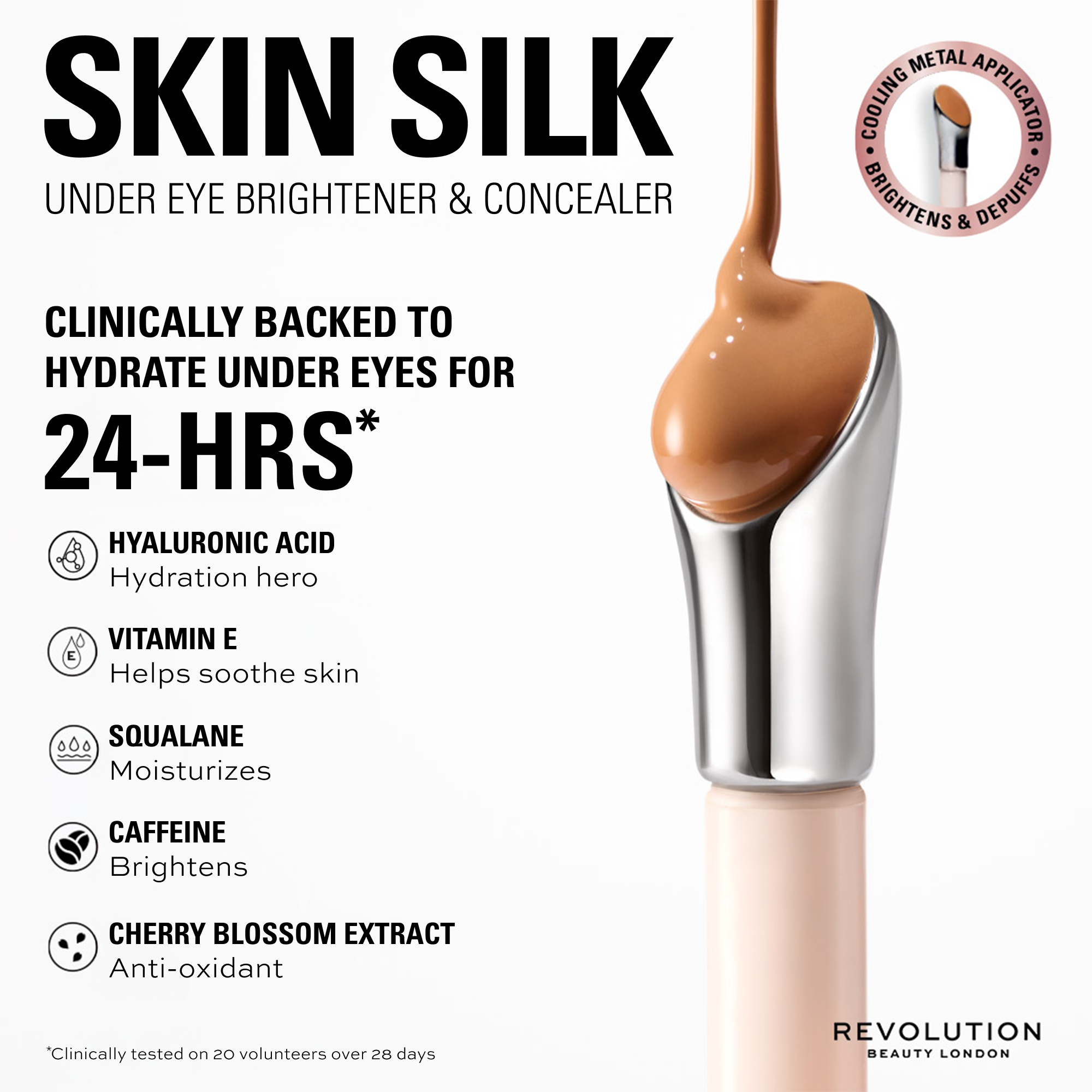 Makeup Revolution Skin Silk Radiant Serum Concealer, Dark Orange photo 4